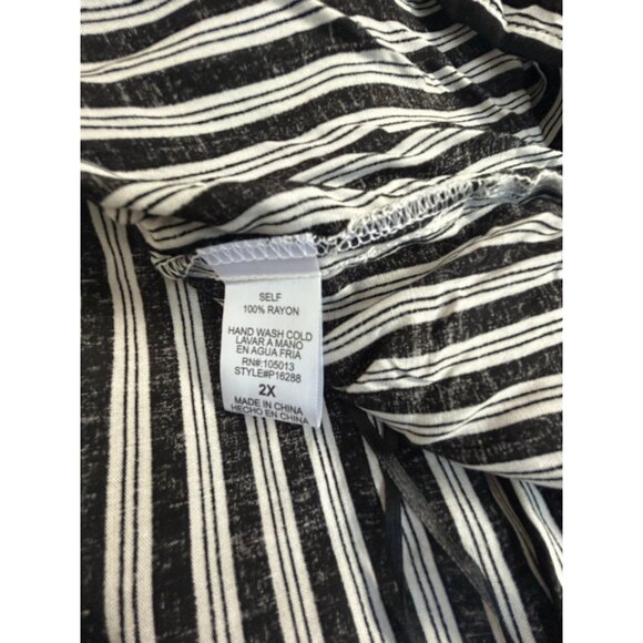Andrée By Unit Womens Ivonca Striped Top With Color Block Embroidery 2X Black - Picture 4 of 8